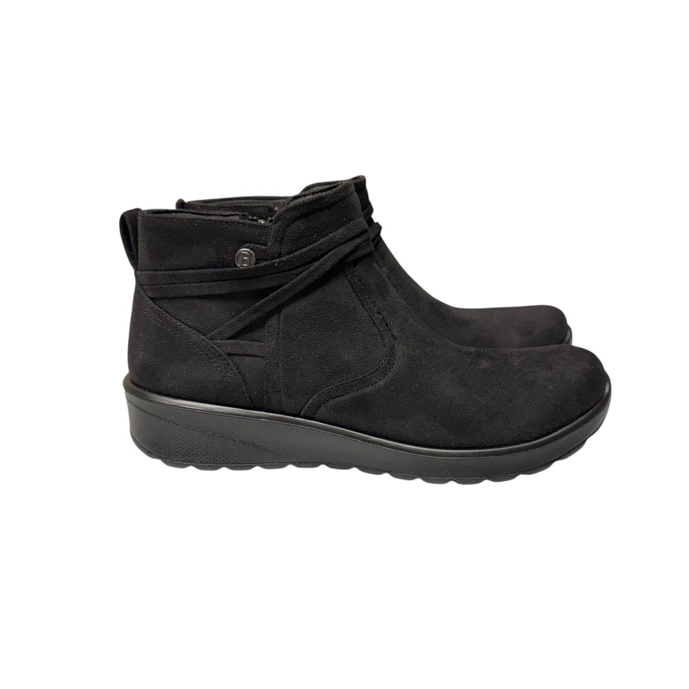BZEES LifeStride Women's Guest Ankle Booties Size 7.5M Black Faux Suede Comfort